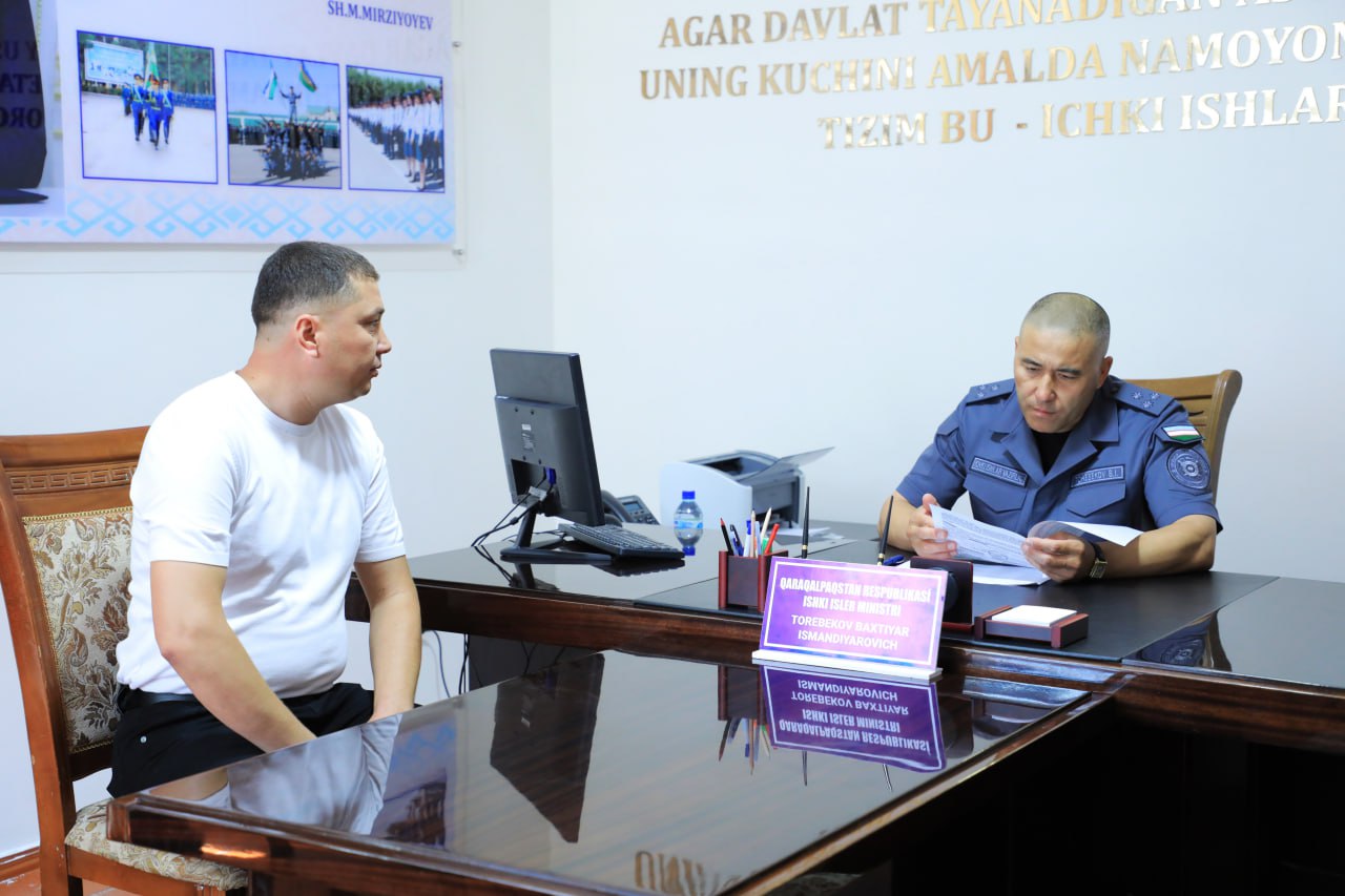 Qaraqalpaqstan Respublikası Ishki isler ministriniń gezektegi jeke qabıllawı ótkerildi